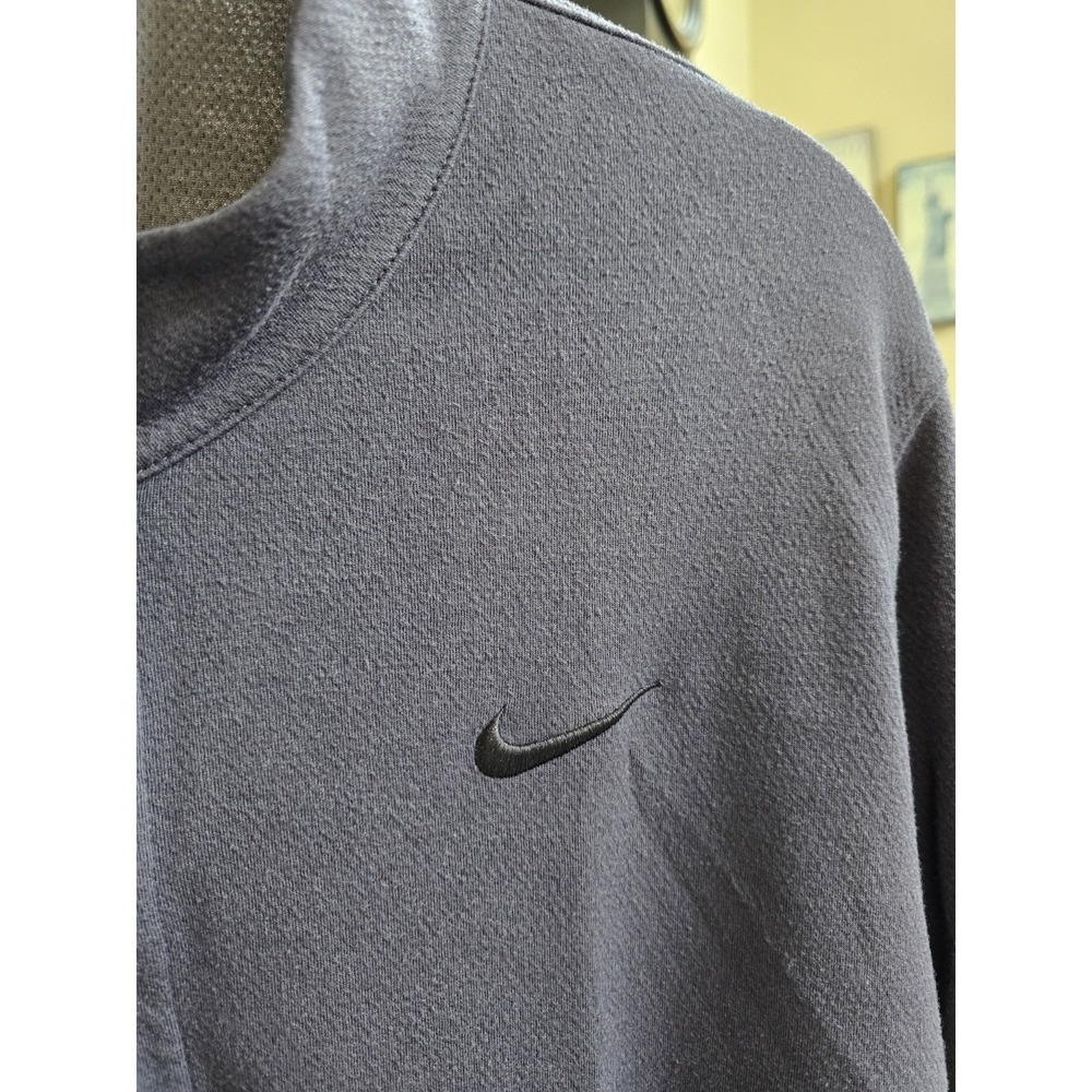 Nike Dri-FIT Mens XL Gray Long Sleeve Mock Neck Button Pullover Standard Fit - Picture 3 of 6
